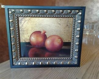 Diego Valesquez Pomegranates framed art original on canvas.  13 x 11.  $125. K12