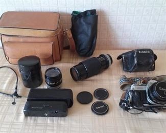 Canon AE-1 Camera Bundle Lot Lenses and More. $225. OF3