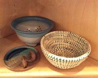 POTTERY AND WOVEN BASKET