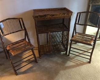 rare tortoise bamboo-mid century bar set- 3 pc, great condition 