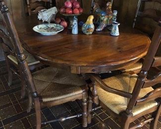 solid wood table  1 leaf and 6 chairs- 