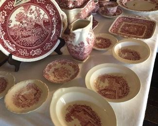 rare collection -masons- wedgewood- villeroy and boch red and white transferware 