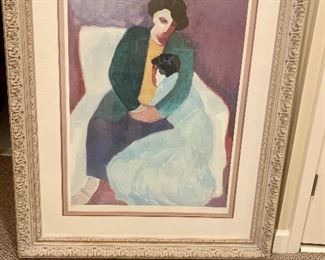 Barbara Wood Framed & Signed Lithograph,  563/975     
Circle of Love, 1985, 39"w x 47"h,  $200