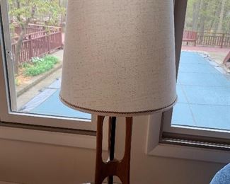 Danish walnut table lamps (pair) (33”H) - $100/each or best offer