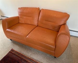 Gorman’s cognac colored leather loveseat (67”W x 30”D x 29”H) - $1,200 or best offer