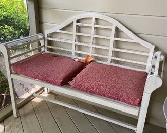 Wooden sofa bench with new cushions.