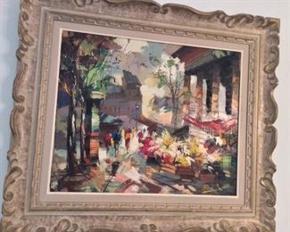 Signed Ezelino Briante (Italian, 1901-1971) Oil Painting. Frame Size is 30" x 26".