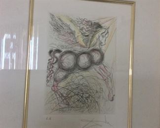 Signed Salvator Dali, "Pegasus". Frame Size is 15" x 17 1/2".