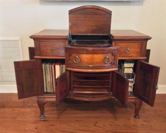 Cherry Wood Chest with Built-in Phonograph.