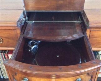 Cherry Wood Chest with Built-in Phonograph.