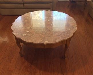 Hammary Furniture Company, French Provincial Marble Top Coffee Table.