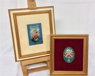 Two Framed Art, easel 18" H.