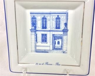 Decorative Porcelain Tray, 7" x 7". 38 Rue de Provence Paris, Limoges, Credit Suisse Hottinguer.