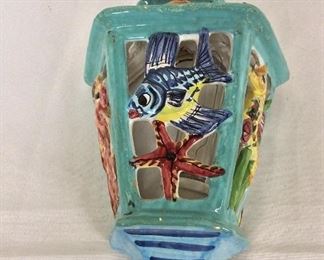 Painted Ceramic Tropical Fish Globe, 15" H.