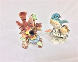 Porcelain Birds, 7" H.
