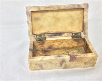 Stone Box, 7" W x 3 1/4" H x 3 1/2" D.