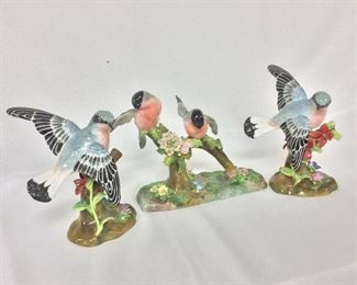 Porcelain Birds, 6" H. Staffordshire Fine Bone China.