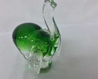 Glass Art Elephant, 8" H.