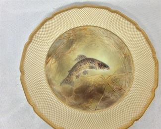 Royal Doulton England, Tiffany & Company, New York, Antique "Rocky Mountain Trout" Plate.