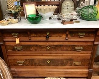 Antique Marble Top Dresser and Mirror.