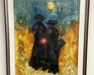 Heavely Modeled Acrylic by R.Sini. Framed 24" x 31 1/2".