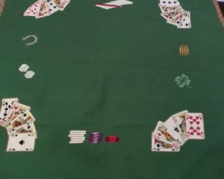 Embroidered Game Table Topper, 42" x 43".