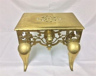 Brass Footman's Stool, 15" W x 11" H x 11 1/2" D.