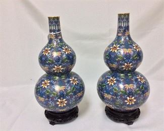 Chinese Cloisonne Double Gourd Vase, 11" H.