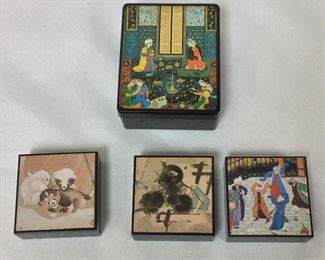 Decorative Boxes, 2" x 2". Larger Box 2 3/4" x 3 1/2".