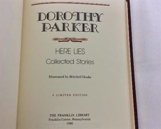 Dorothy Parker, Here Lies: Collected Stories. Limited Edition This limited edition is published by The Franklin Library exclusively for subscribers to The Collected Stories of the World's Greatest Writers. Bound in Leather. Gilt Edges. Satin Page Marker.