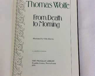 Thomas Wolfe, From Death to Morning. Limited Edition This limited edition is published by The Franklin Library exclusively for subscribers to The Collected Stories of the World's Greatest Writers. Bound in Leather. Gilt Edges. Satin Page Marker.