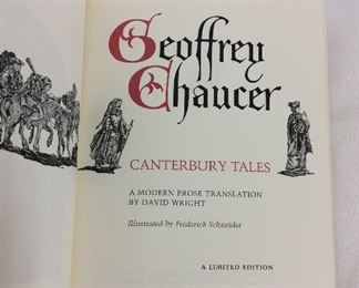Geoffrey Chaucer, Canterbury Tales. Limited Edition This limited edition is published by The Franklin Library exclusively for subscribers to The Collected Stories of the World's Greatest Writers. Bound in Leather. Gilt Edges. Satin Page Marker.
