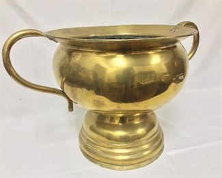 Large Handled Brass Urn, 14" H, 24" W.