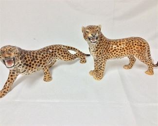 Porcelain Leopards, 18" L and 14" L.