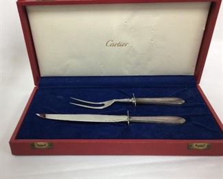 Cartier Sterling Silver Handled Carving Set.