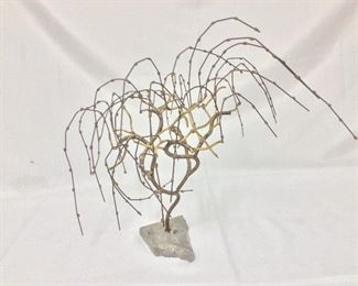 Signed Bronze Wire Sculpture, 15" H.