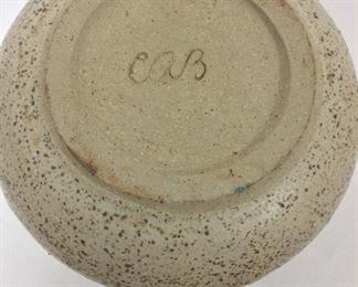 Signed Lidded Pottery Jar, 9" H.