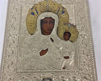 Lady of Czestowchowa Black Madonna, 10" x 12".