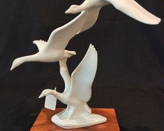 Kaiser Bisque Porcelain Geese, 11" H.