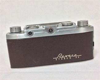 Revere Stereo 33 Camera. Wollensak Amaton 35mm f/3.5 Lenses. Serial No. V-14616. With Leather Case.