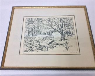 Lionel Barrymore, "Shoreside Farm". Framed 17" x 15".