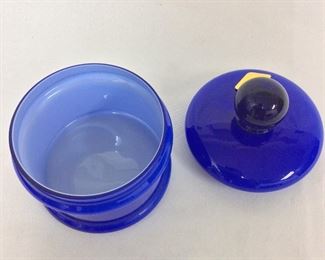 Steuben Glass Lidded Jar with Calcite Interior, 5 1/2" H.