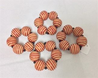 Carved Wooden Ball Napkin Holders, 3" W.
