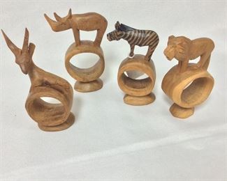 Carved Wood Napkin Rings.