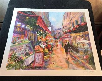 $50 “Rue Montorgueil Market” by Dorothy Spangler
Measures 29” Wide x 25” High
#171/400
Lithograph
Comes with Certificate of Authenticity