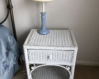 Wicker side table with Drawer 20"W x 16"D X 24" T $25 OBO Lamp $6