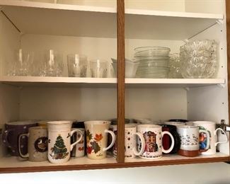 Coffee cups .25 each, glasses .25 each, clear glass .25 each