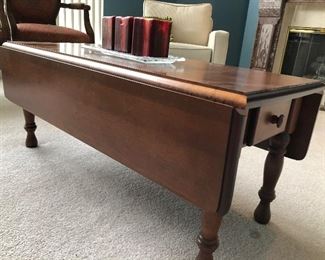 Cherry wood drop leaf coffee table 42x33x17 buy it now for $70