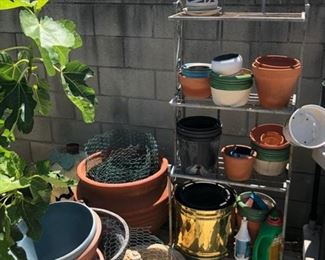 Planter rack and misc pots $50 OBO