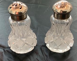 Pair of Tiffany Sterling and Cut Glass Shakers - $165